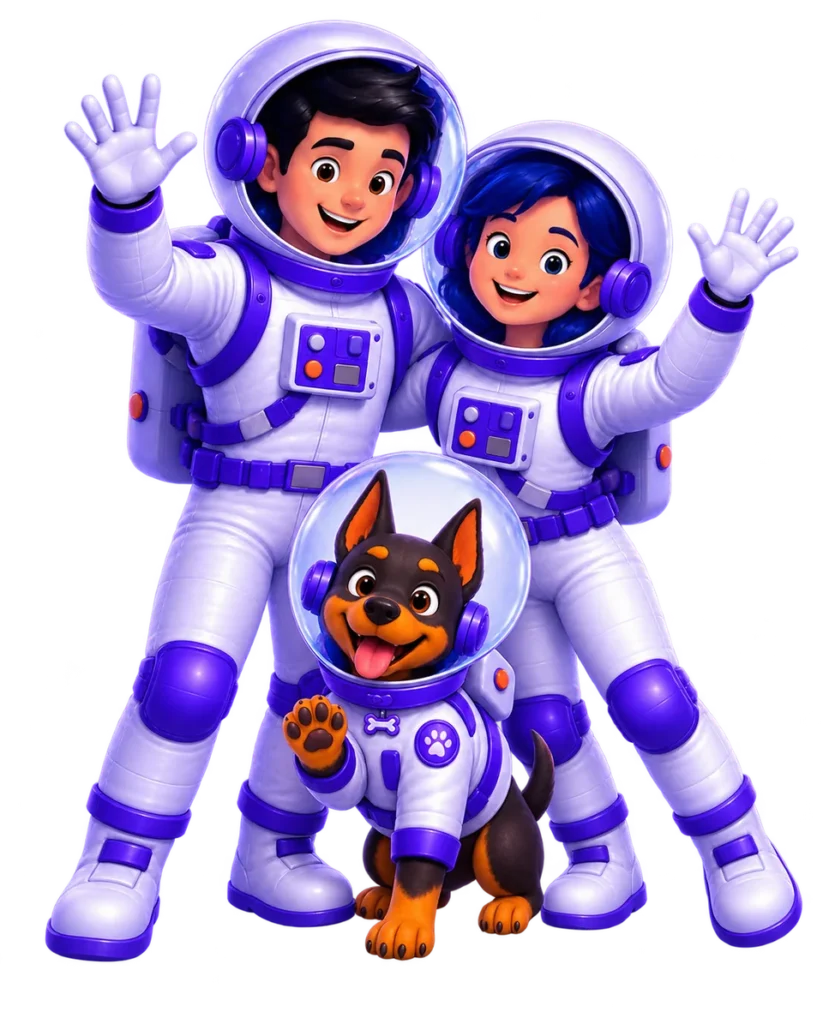 João, Mariana e Fred, os três astronautas da UniversoWeb