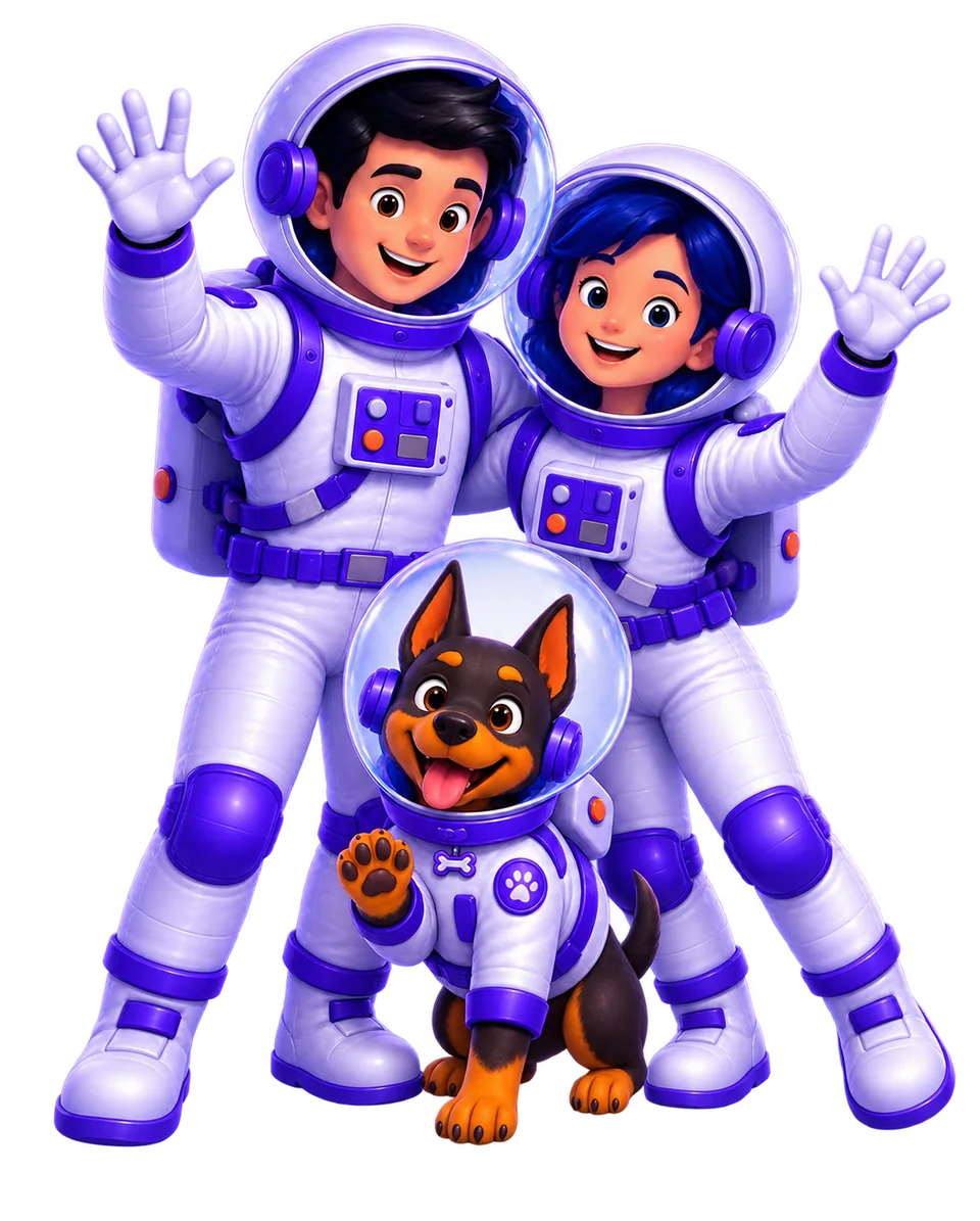 João, Mariana e Fred, os três astronautas da UniversoWeb