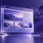 Website responsivo em computador e telemóvel com elementos de desempenho e acessibilidade