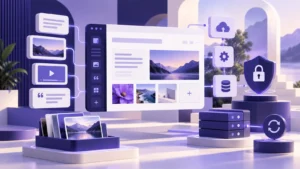 Editor modular de conteúdos, biblioteca de imagens e símbolos de atualização segura