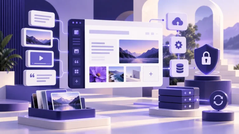 Editor modular de conteúdos, biblioteca de imagens e símbolos de atualização segura